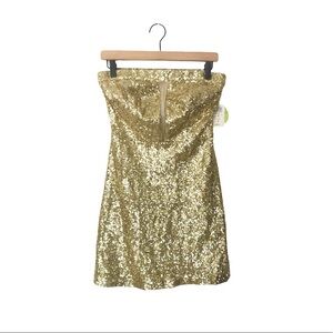 NWT WINDSOR gold sequin strapless mini dress